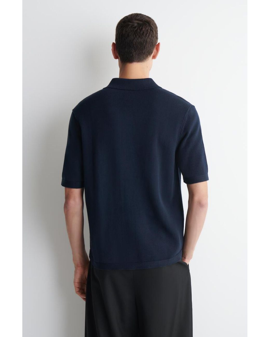 COS Blue Knitted Cotton Shirt for men