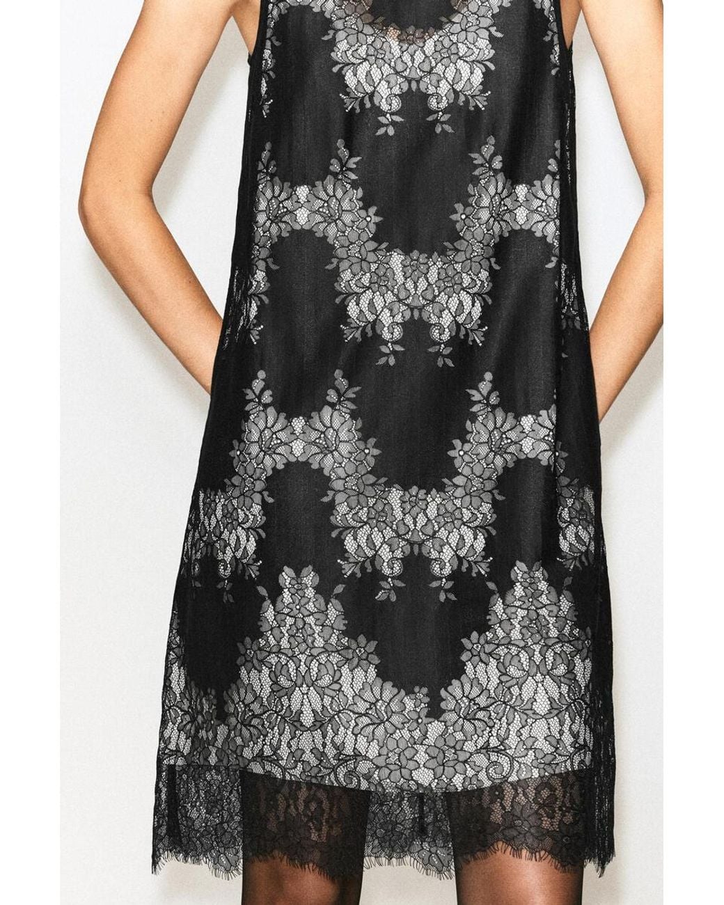 COS Black Sleeveless Lace Midi Dress