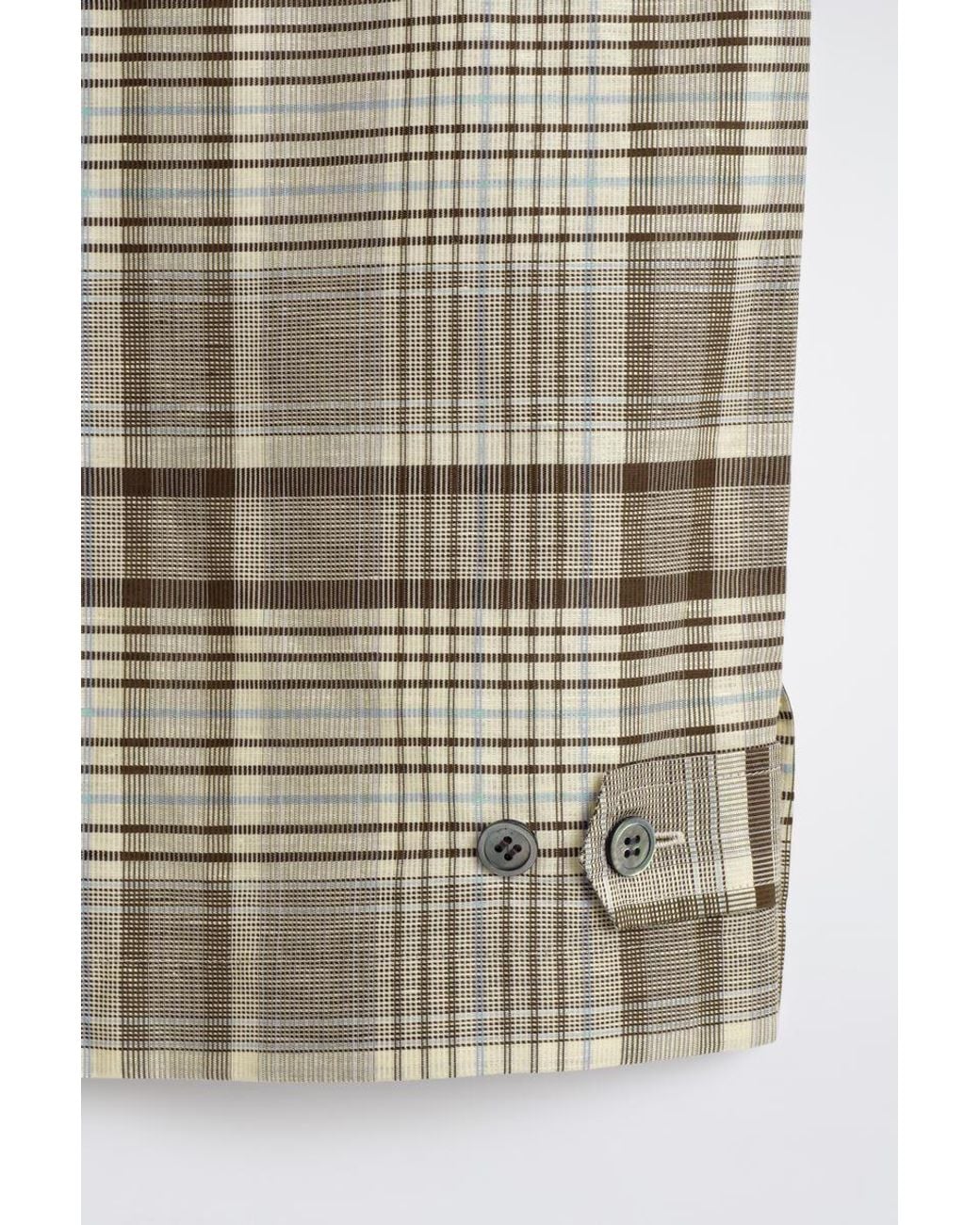 COS Natural Checked Linen-Blend Short-Sleeved Shirt for men