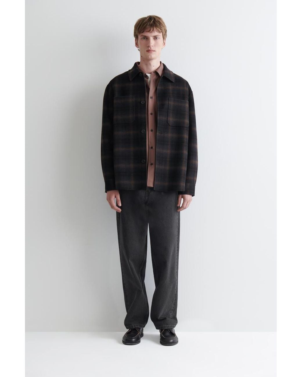 COS Black Double-Faced Wool Overshirt for men