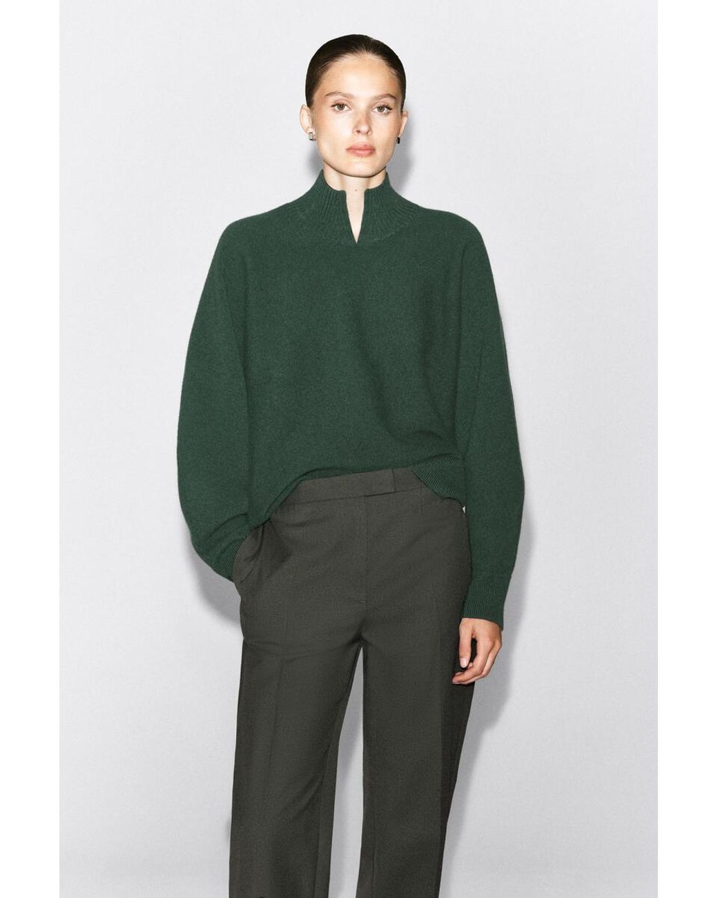 COS Green Tailored Twill Flared Pants