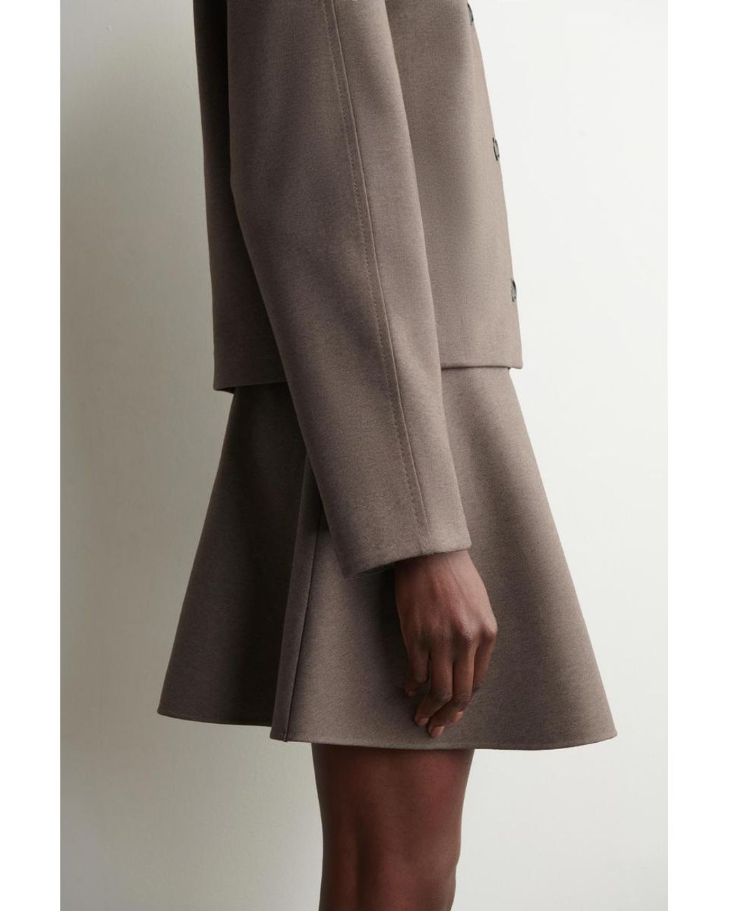 COS Brown Flared Jersey Mini Skirt