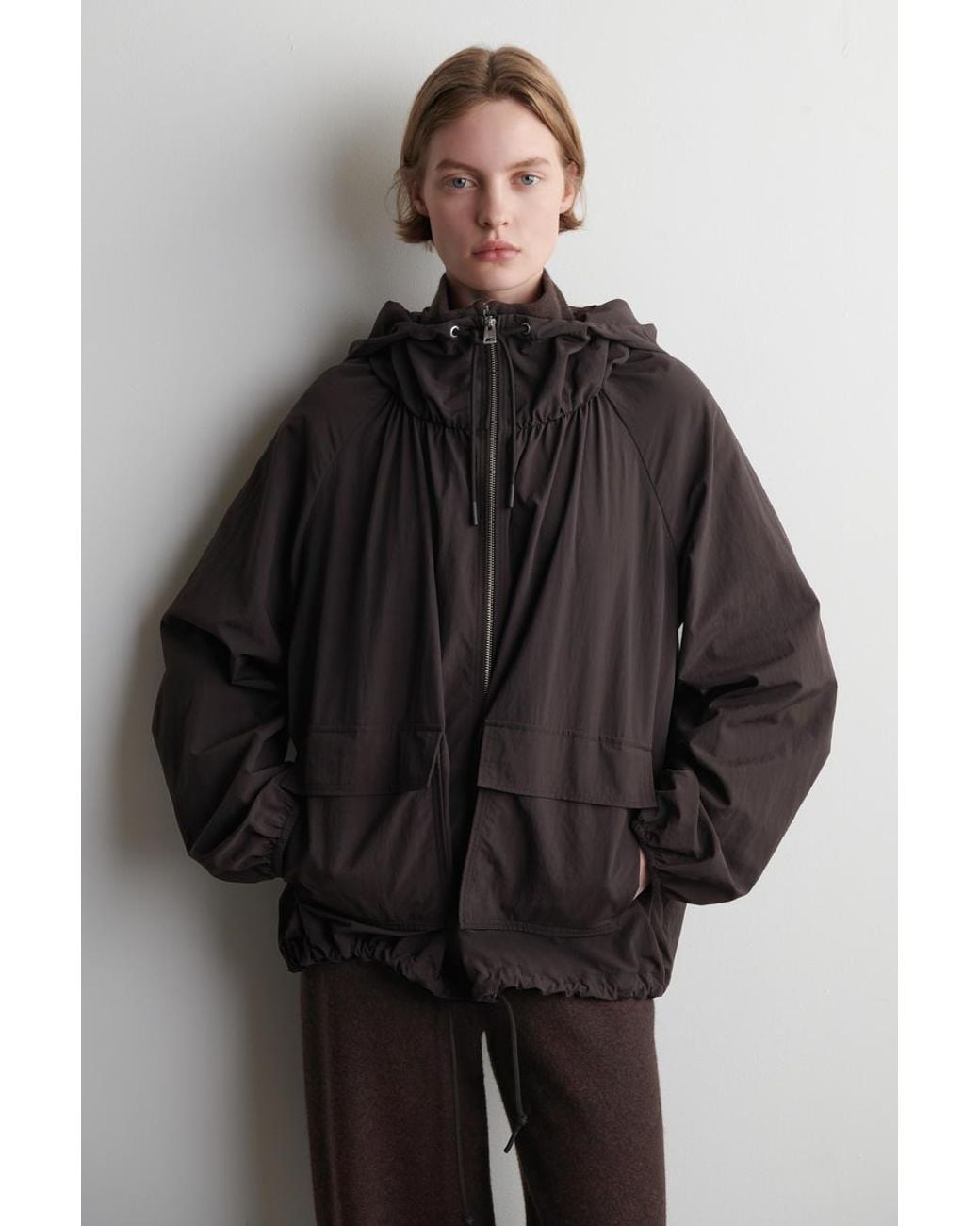 COS Black Technical Hooded Parka Jacket