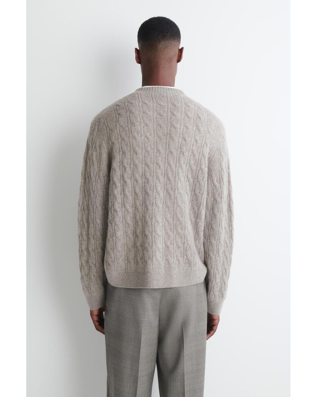 COS White Cable-Knit Pure Cashmere Crew-Neck Sweater for men