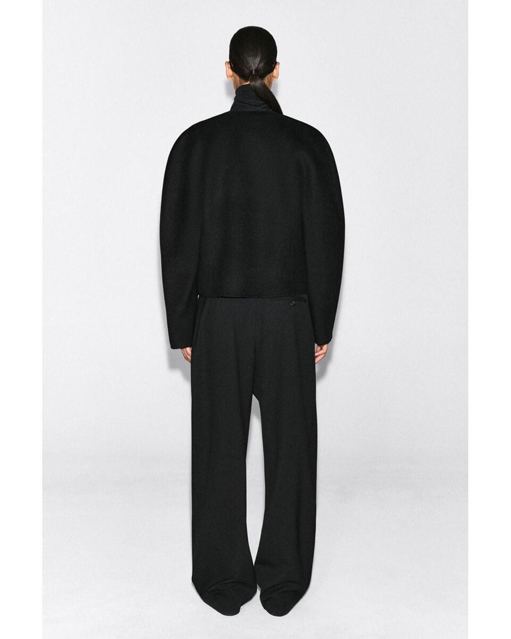 COS Black Cropped Double-Faced Wool-Blend Blazer