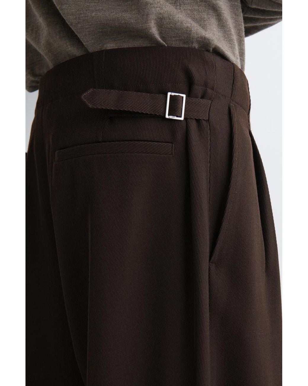 COS Brown Pleated Relaxed-Fit Straight-Leg Trousers for men
