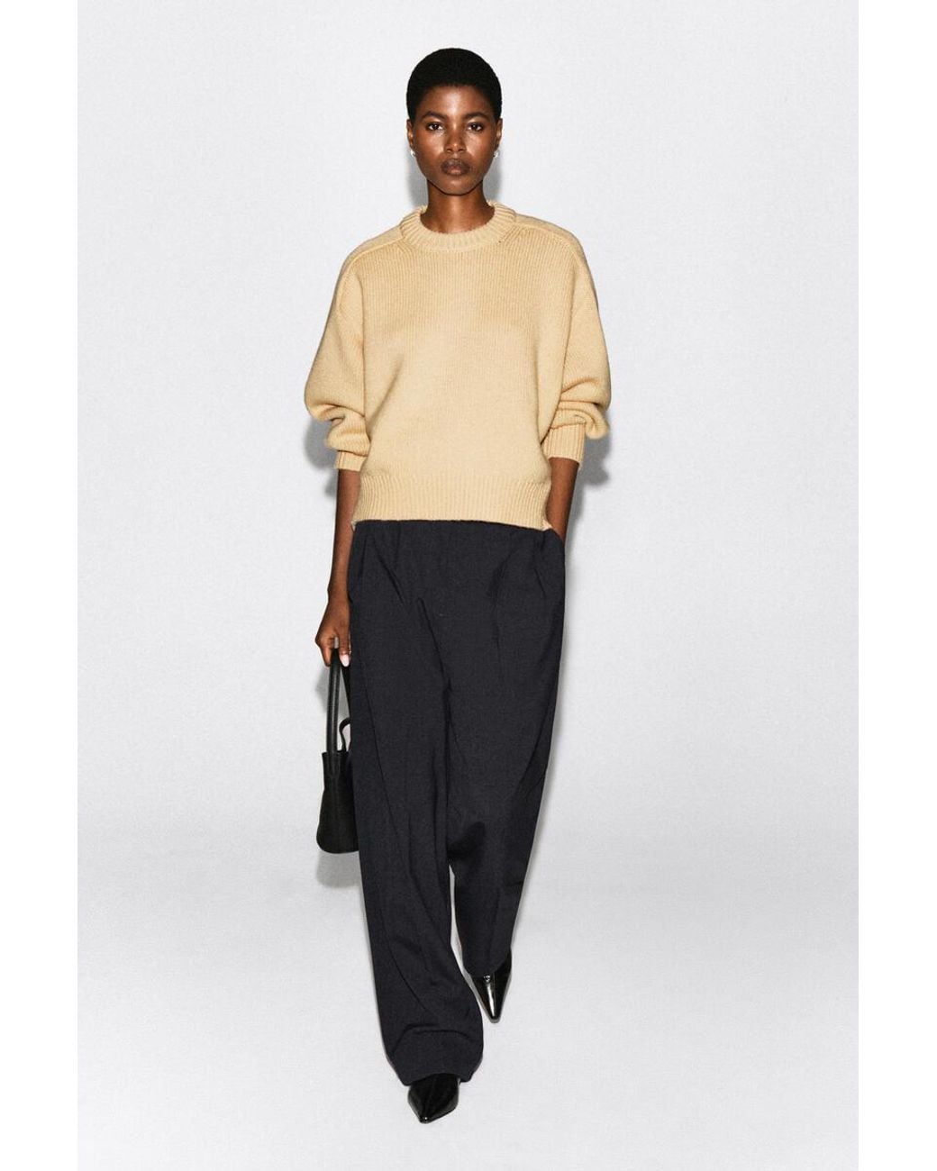 COS Natural Rounded Wool Crew-Neck Sweater