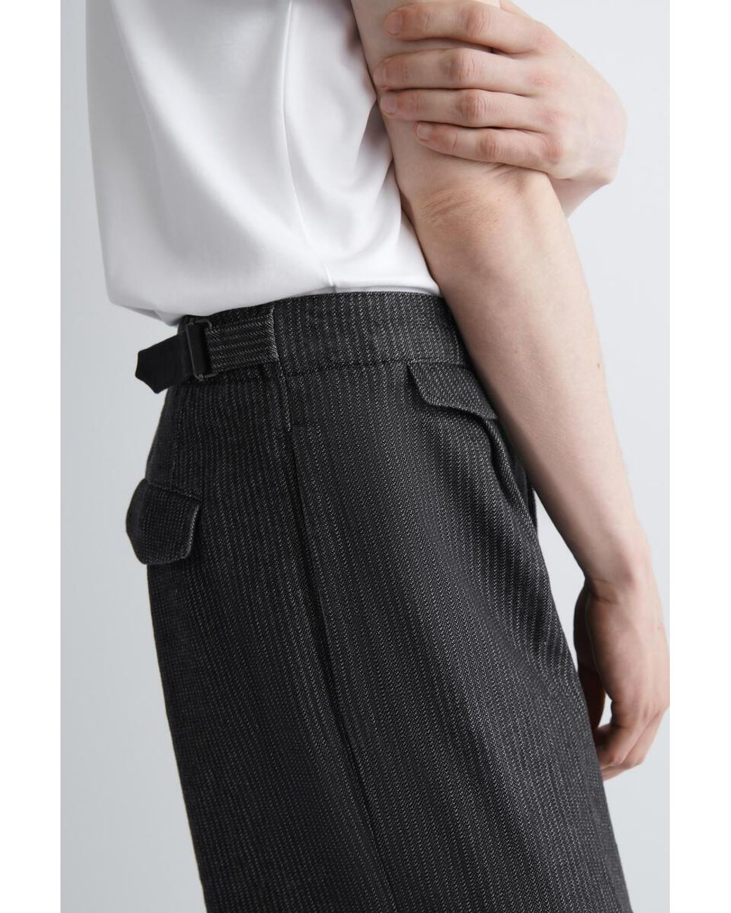 COS Black Pinstriped Denim Relaxed-Fit Wide-Leg Trousers for men