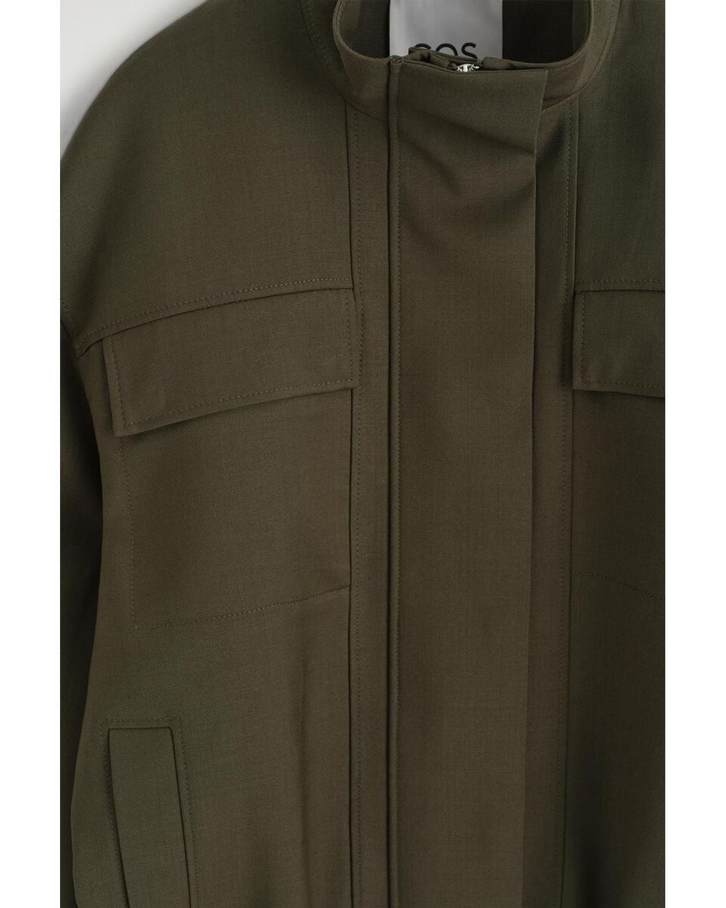 COS Green Funnel-Neck Wool-Blend Bomber Jacket