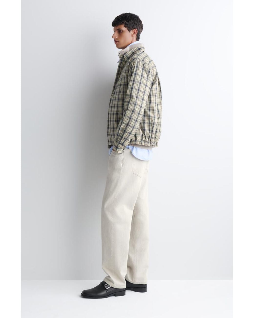 COS White Padded Checked Cotton Overshirt for men