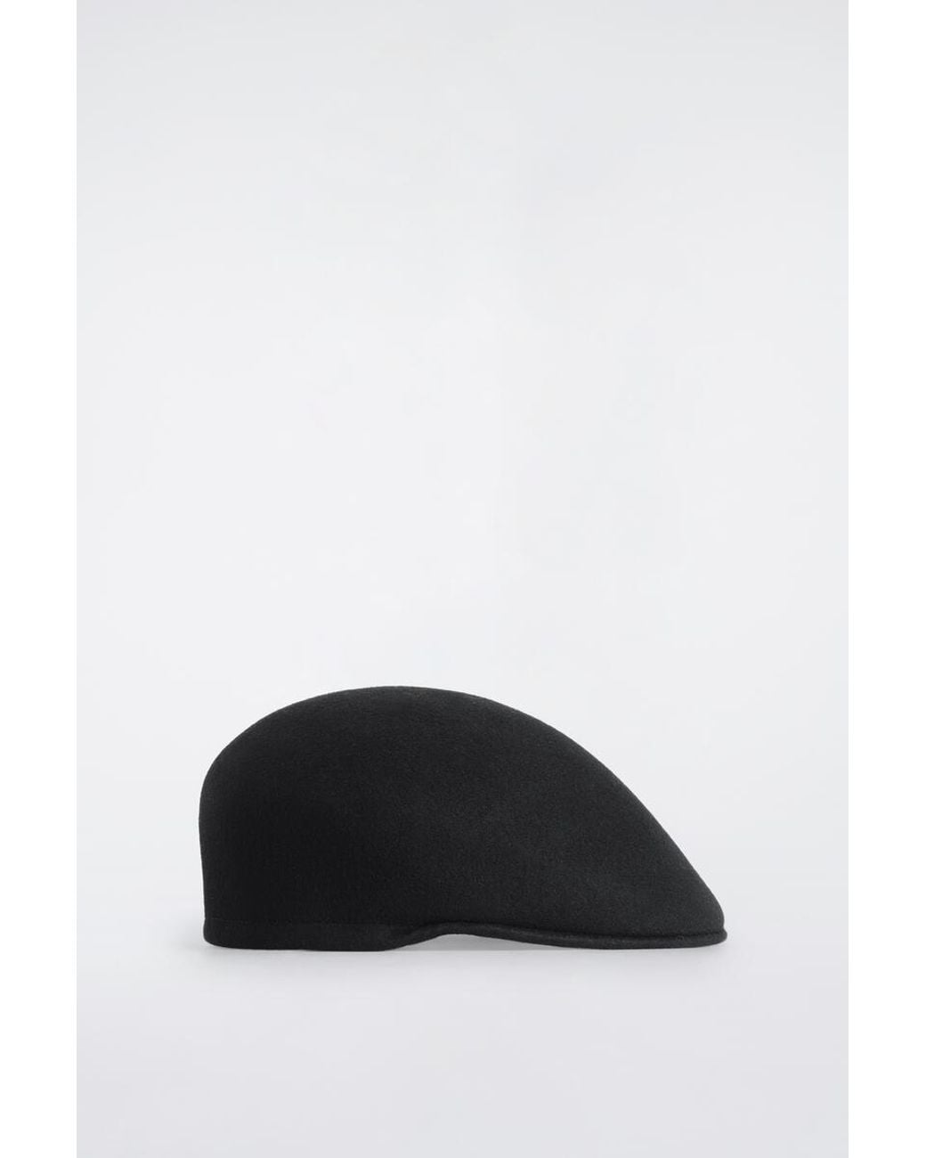 COS Black Wool Flat Cap for men