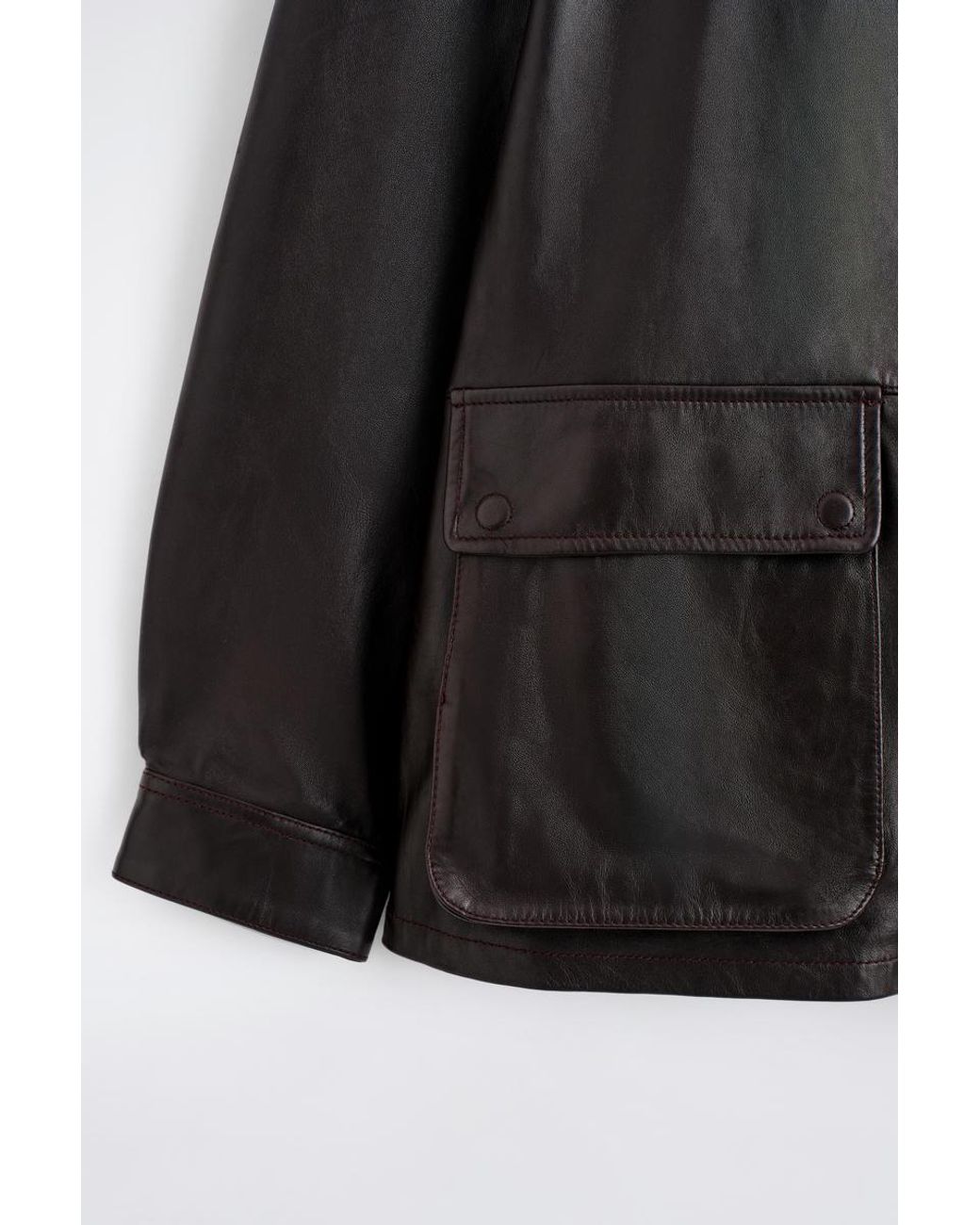 COS Black Burnished Nappa Leather Jacket for men
