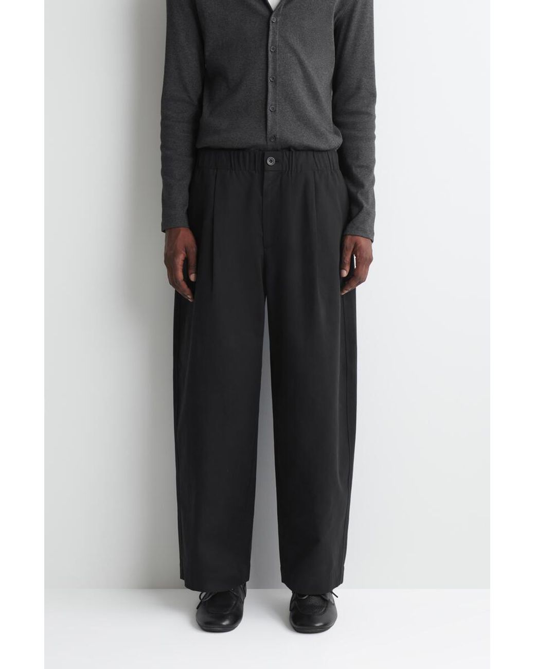 COS Black Pleated Relaxed-Fit Barrel-Leg Pants for men