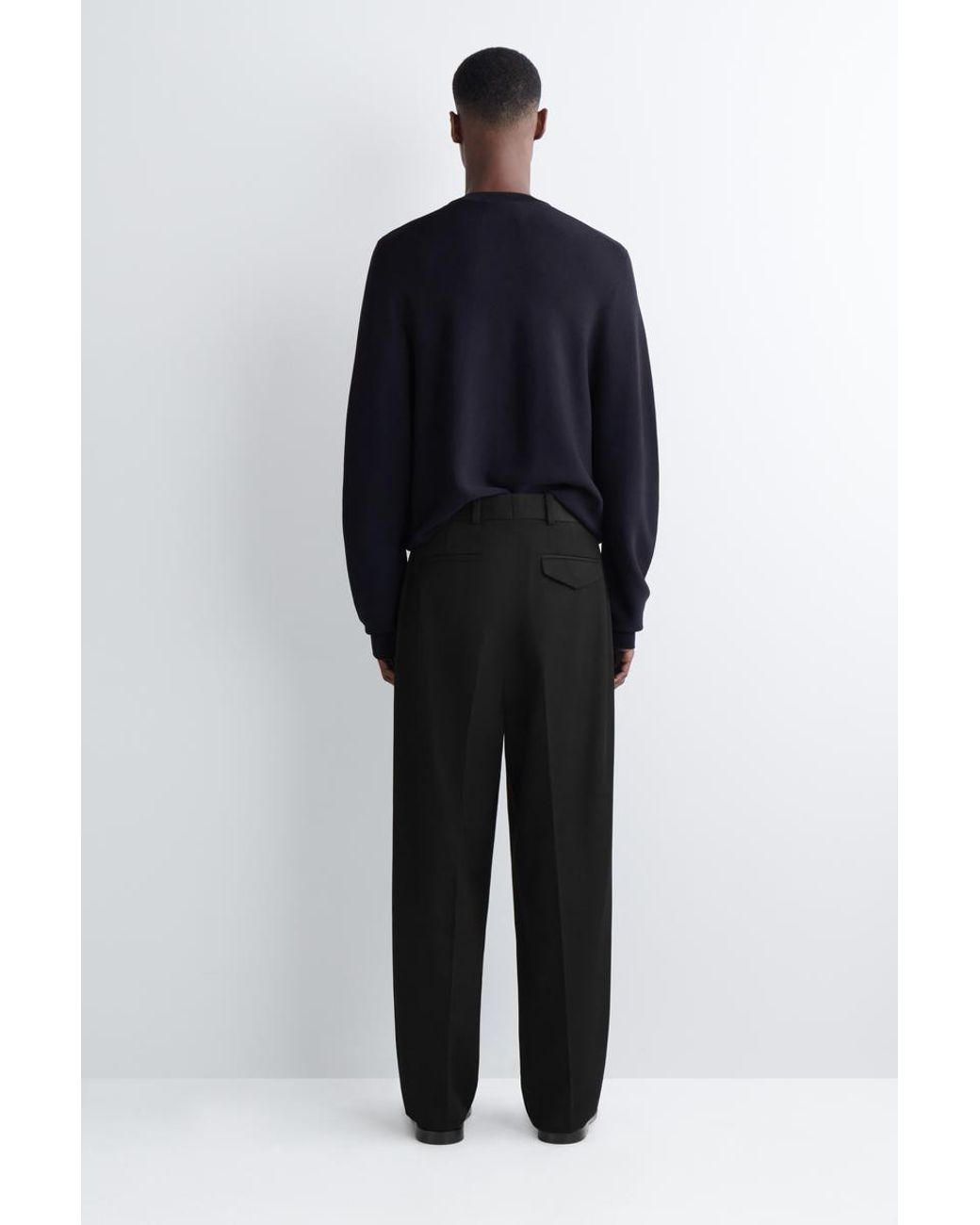 COS Black Wool-Blend Relaxed-Fit Straight-Leg Trousers for men