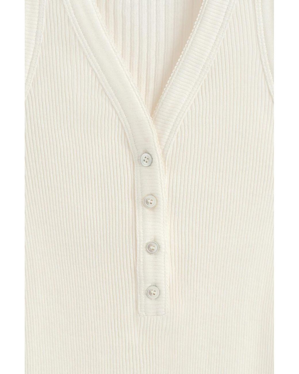 COS Natural Ribbed-Knit Henley Tank Top