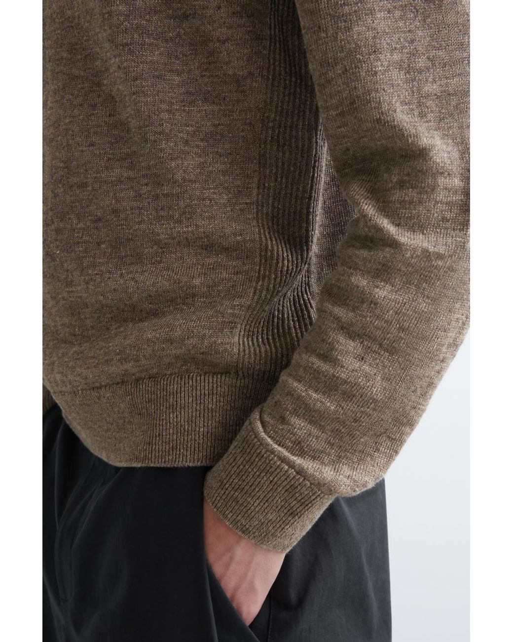 COS Brown Knitted Linen Crew-Neck Sweater for men