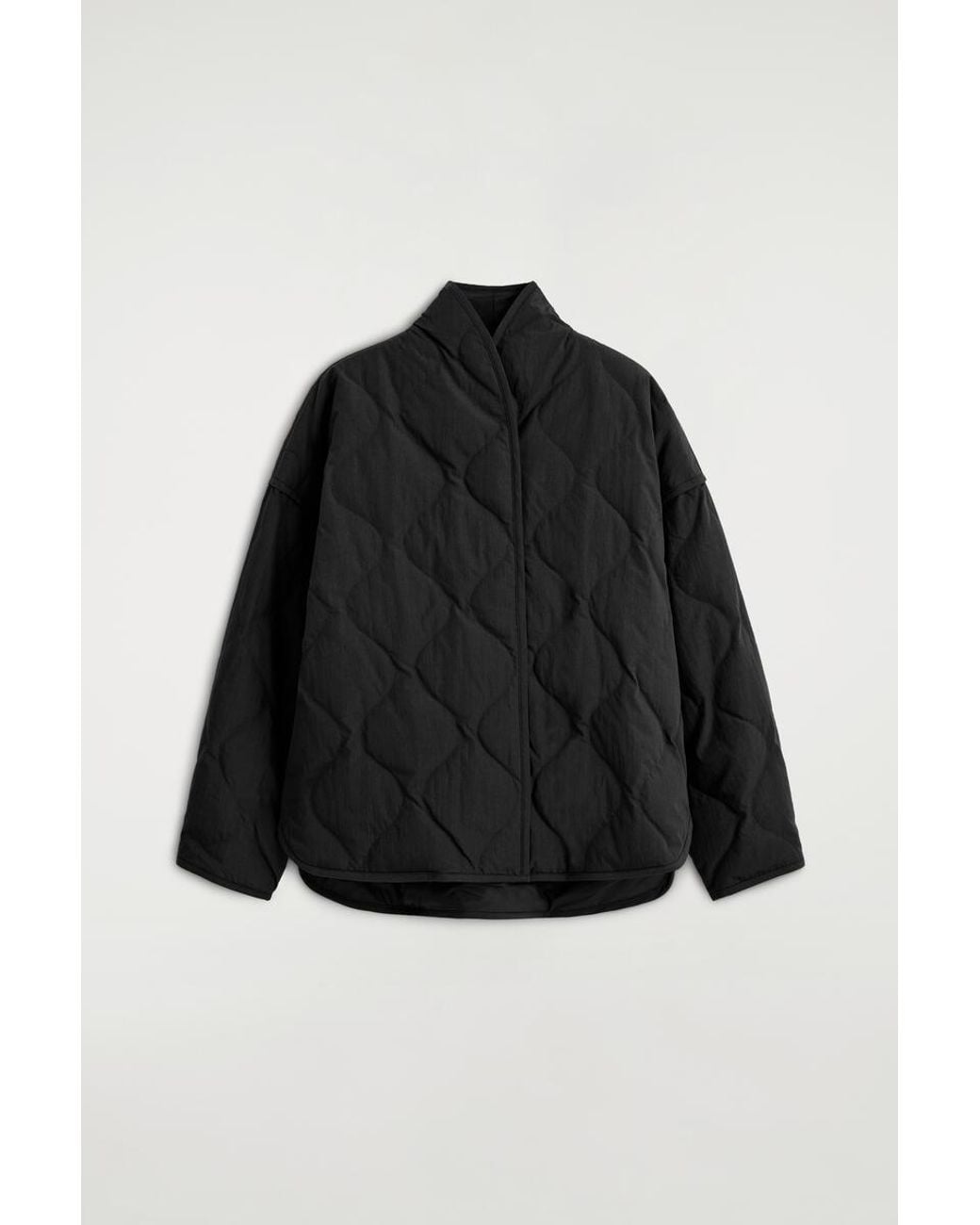 COS Black Shawl-Collar Quilted Jacket