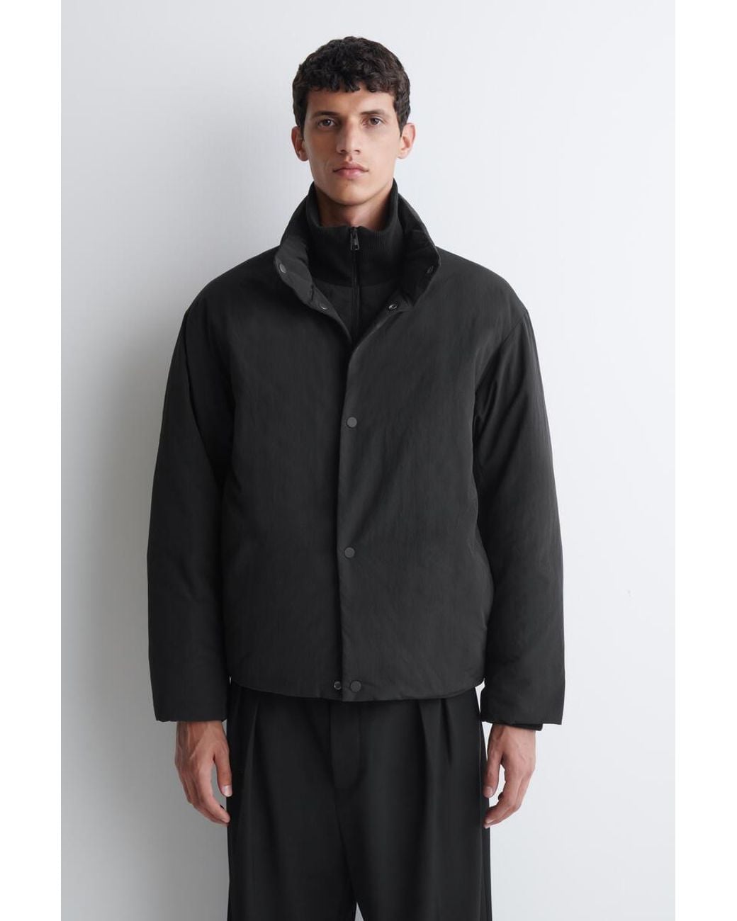 COS Black Padded Mock-Neck Down Jacket for men