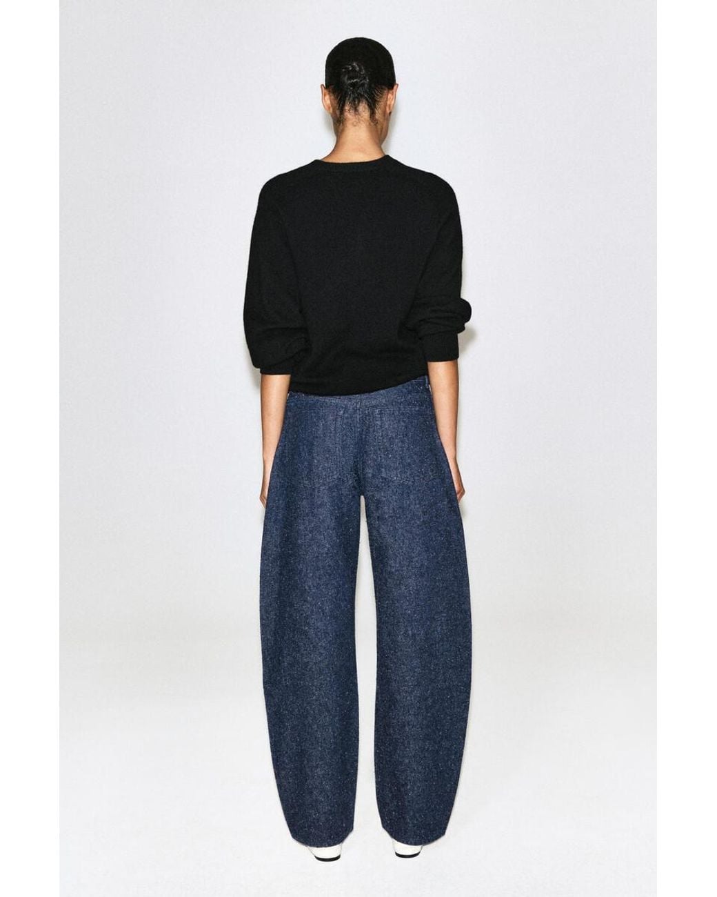 COS Blue Inlet Bouclé Curved-Leg Jeans