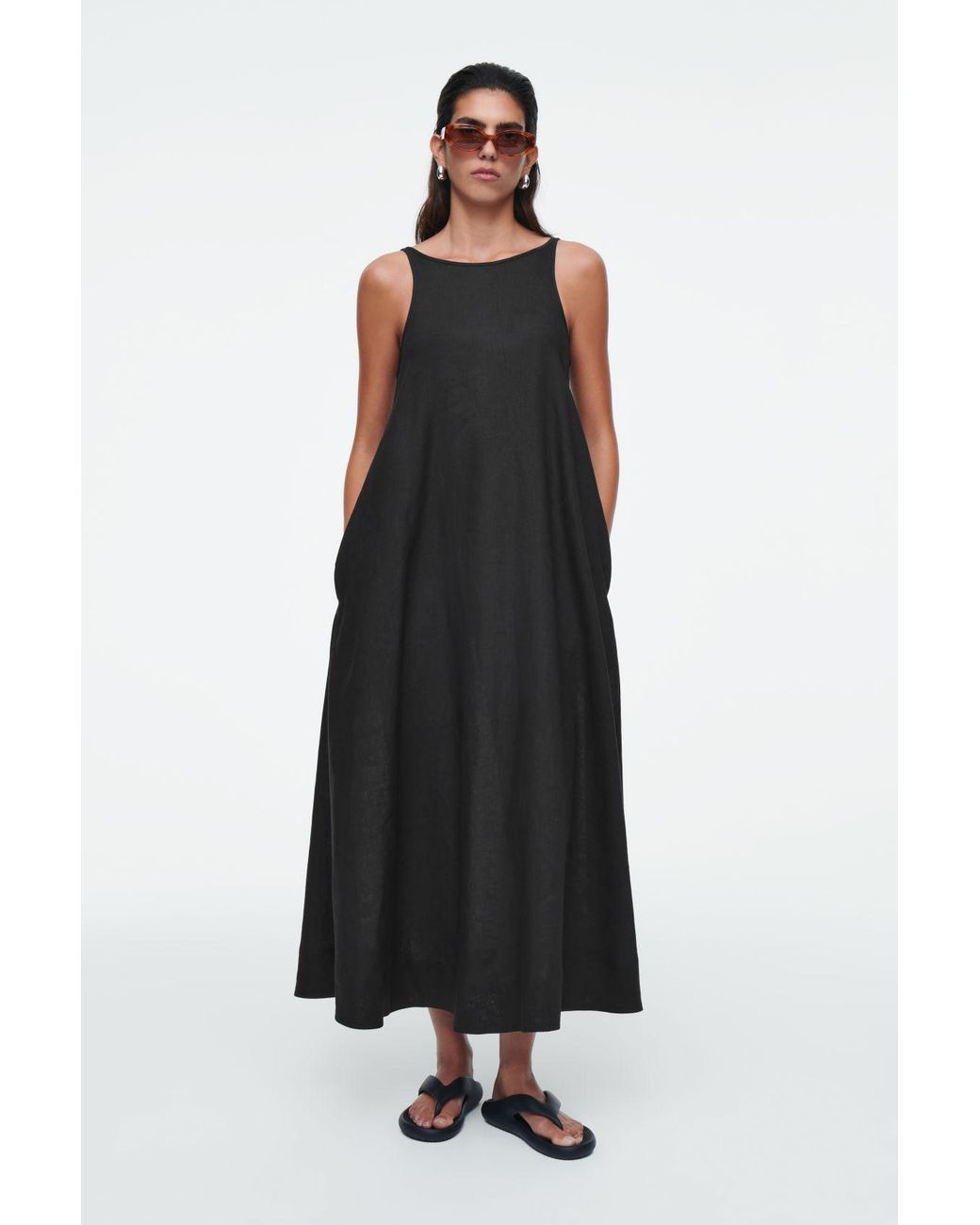 knee length dresses for ladies COS Pleated Knitted Maxi Dress Green – The Dress Nook main image 1