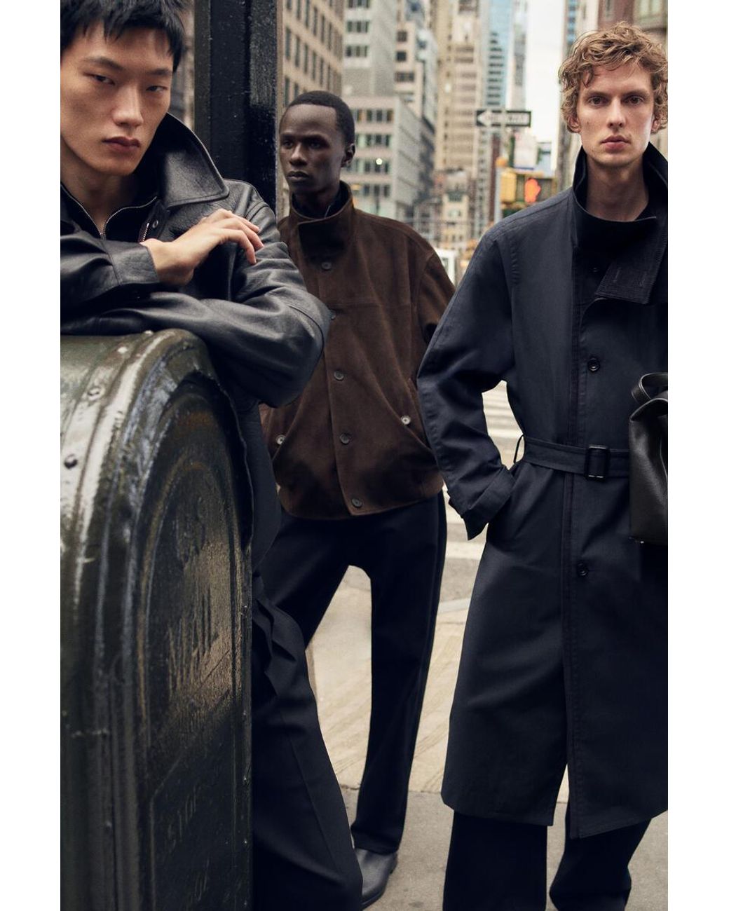 COS Black Suede Funnel-Neck Bomber Jacket for men