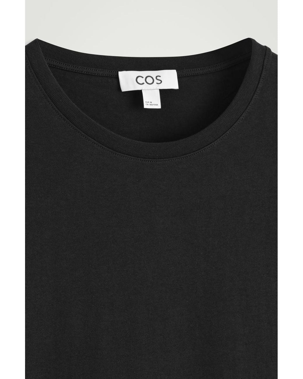 COS Black Cotton Crew-Neck T-Shirt for men