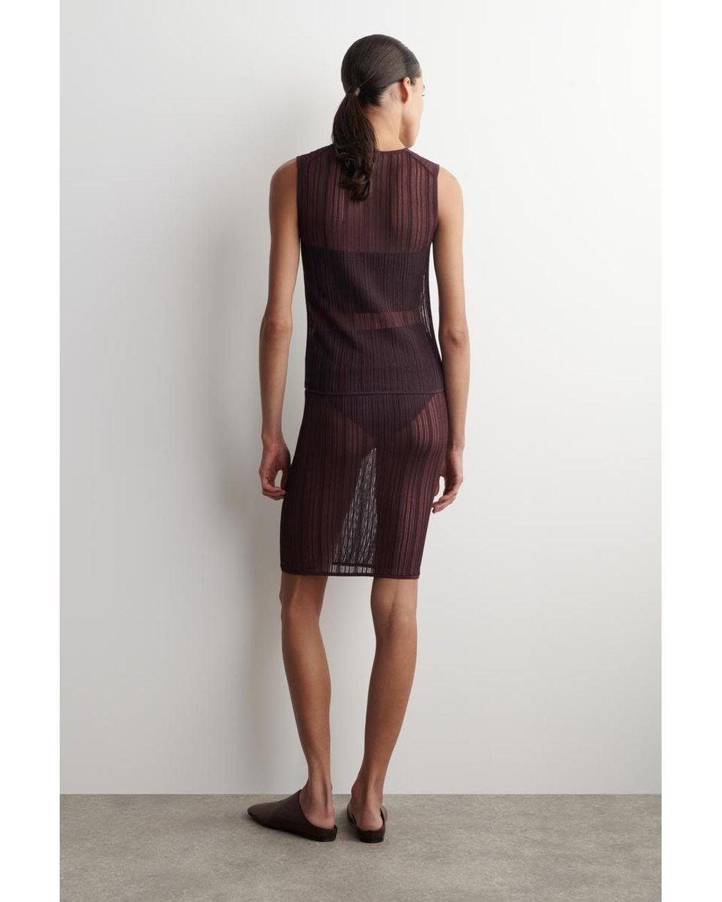 COS Purple Sheer Lace-Knit Skirt