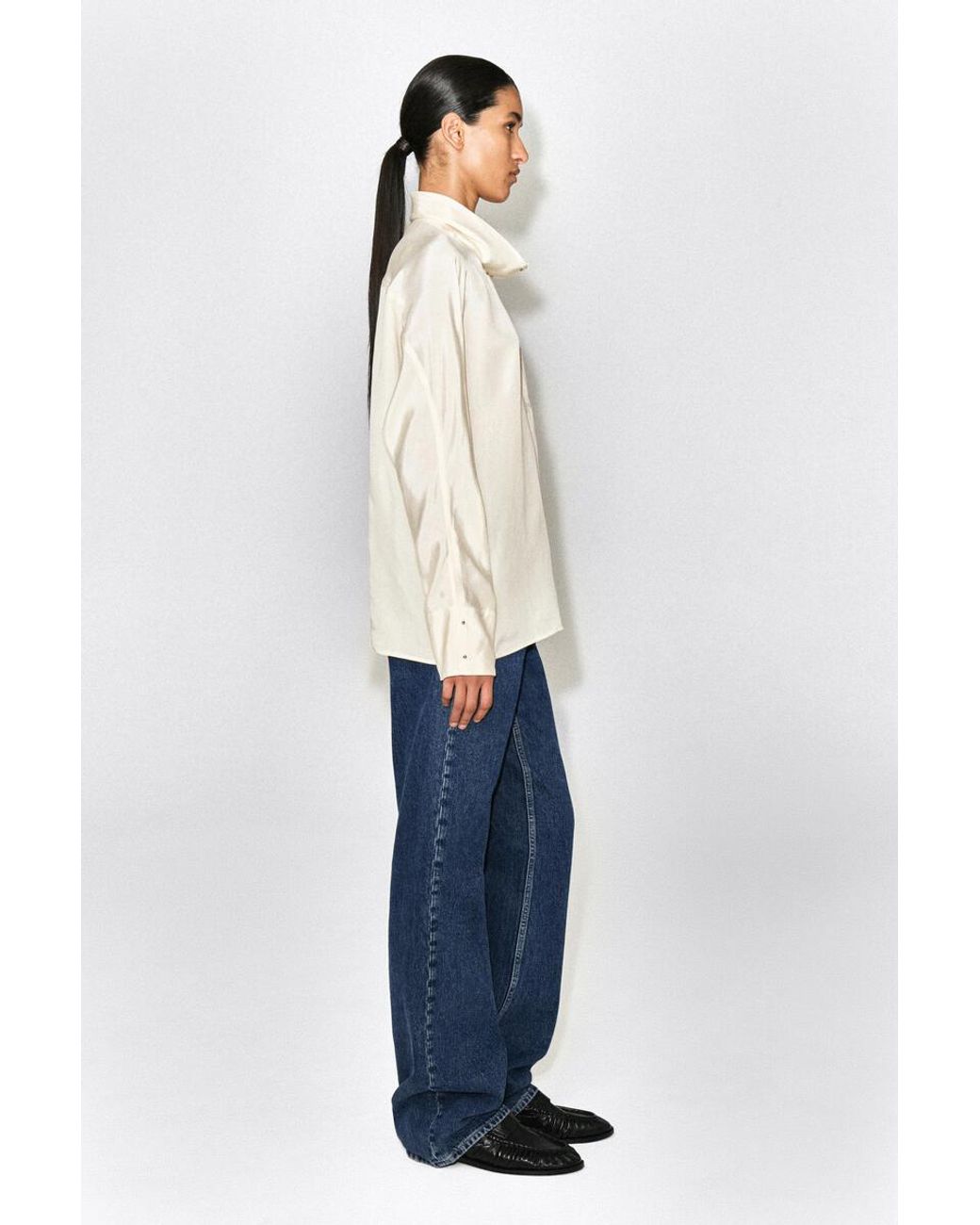 COS Natural Stud-Detail Turtleneck Blouse