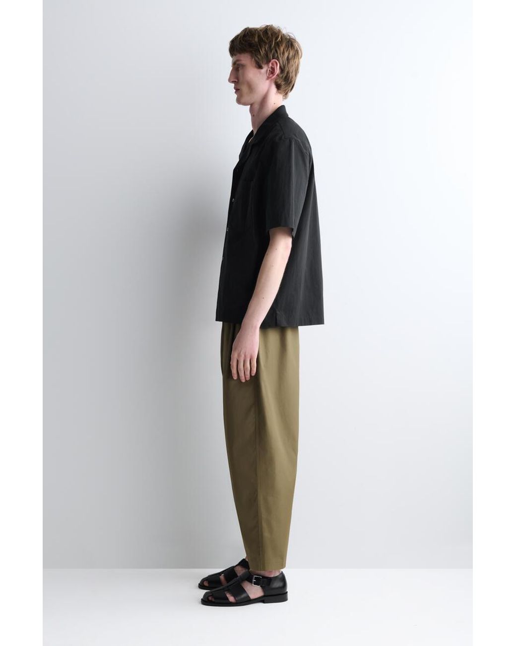 COS Blue Camp-Collar Cotton Shirt for men
