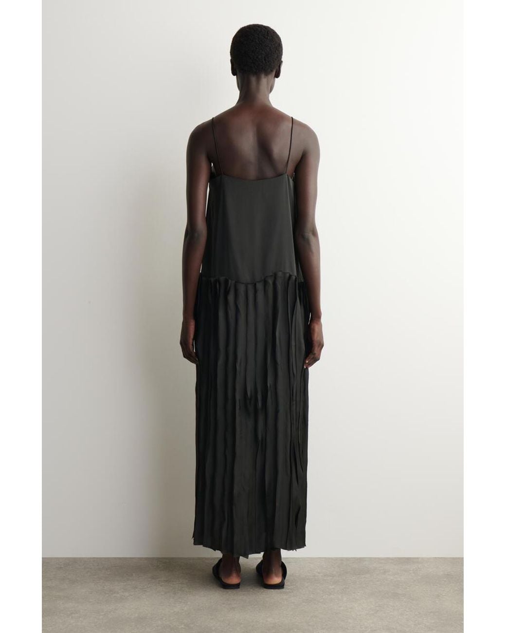 COS Black Appliquéd Panelled Midi Dress