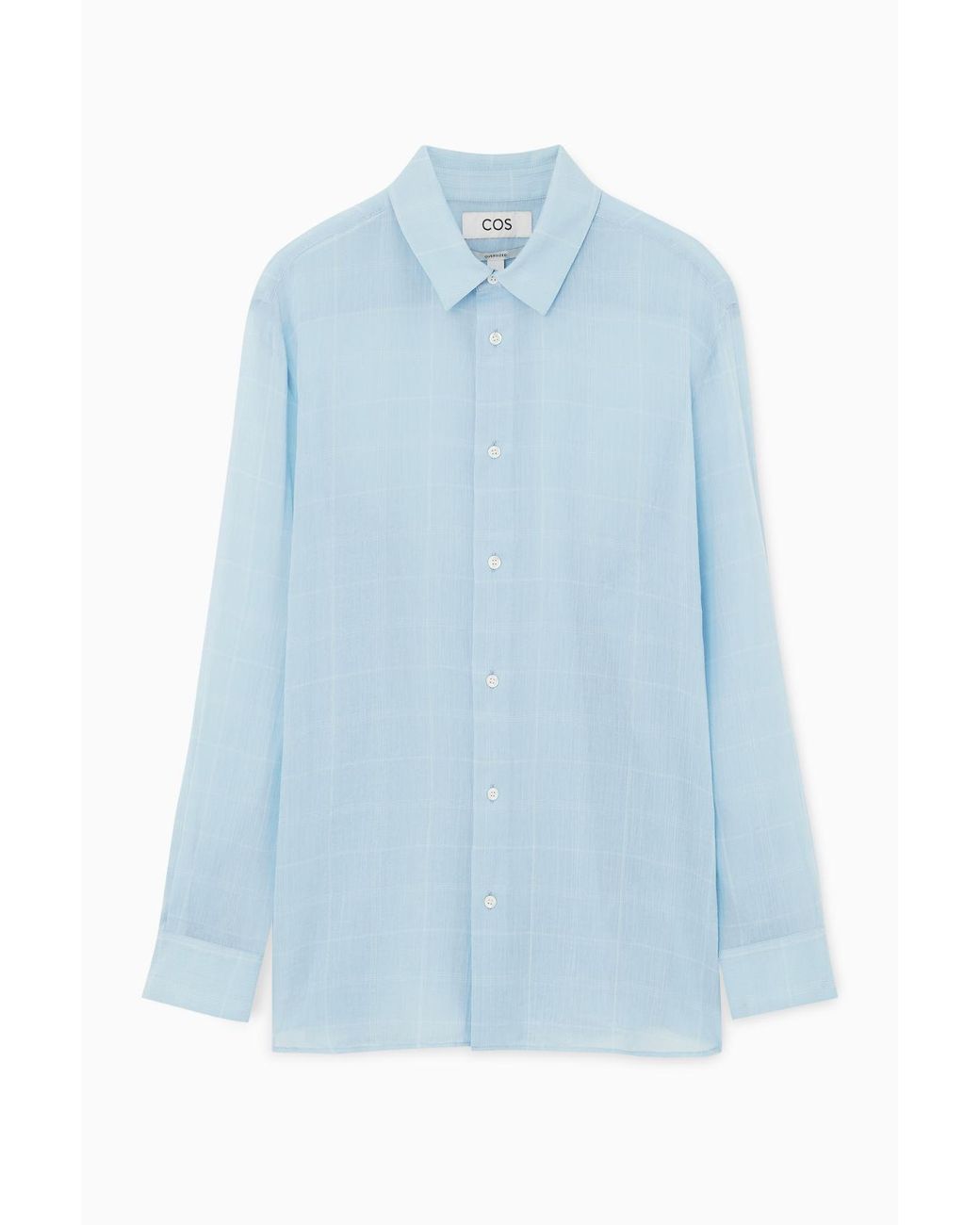 COS Oversized Sheer Checked Cotton Shirt in Blue for Men | Lyst