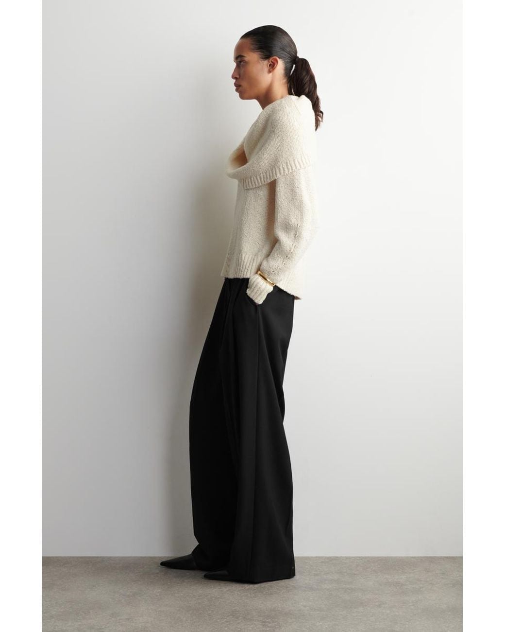 COS Natural Layered Shawl Merino-Cashmere Sweater