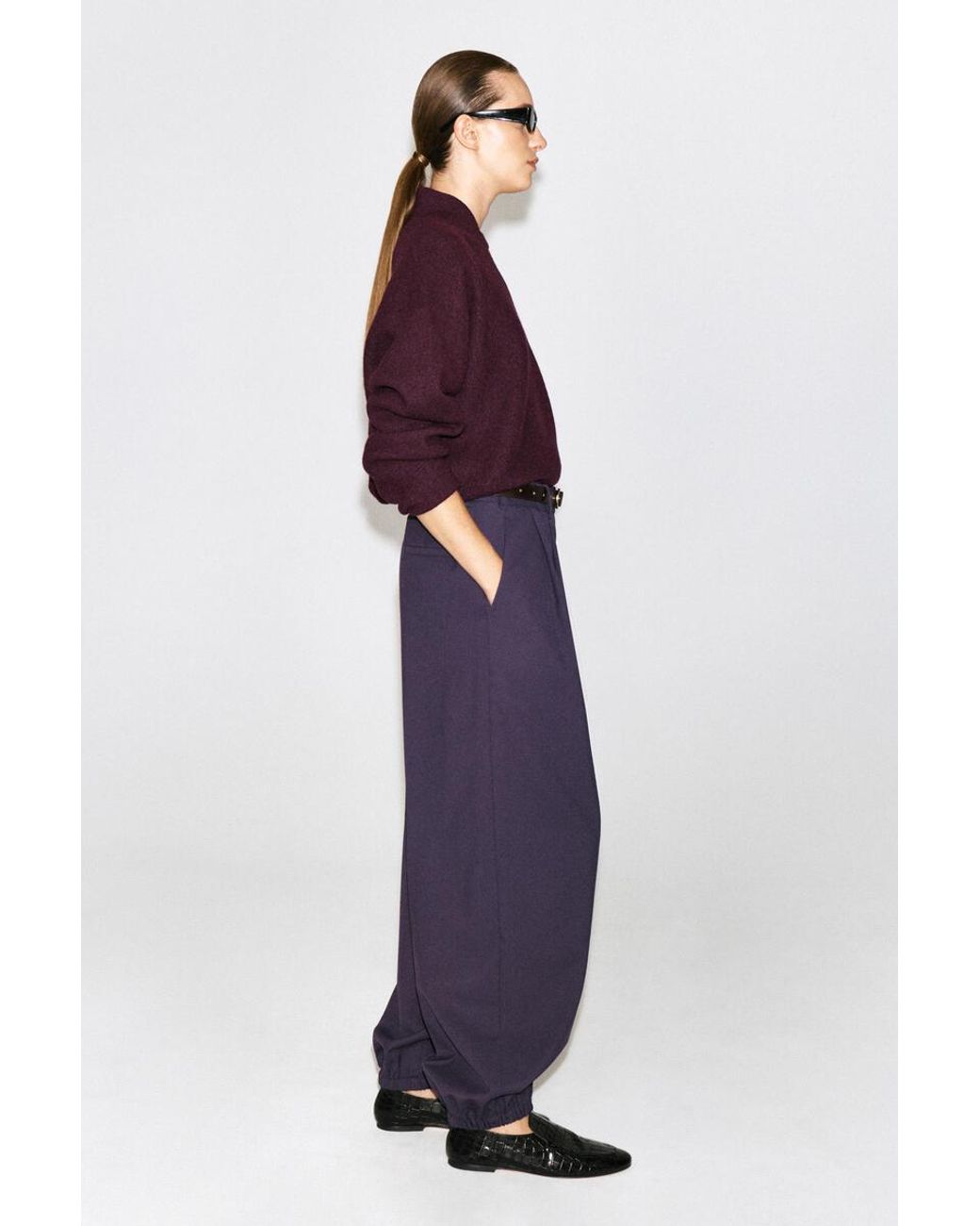COS Purple Pleated Balloon Trousers
