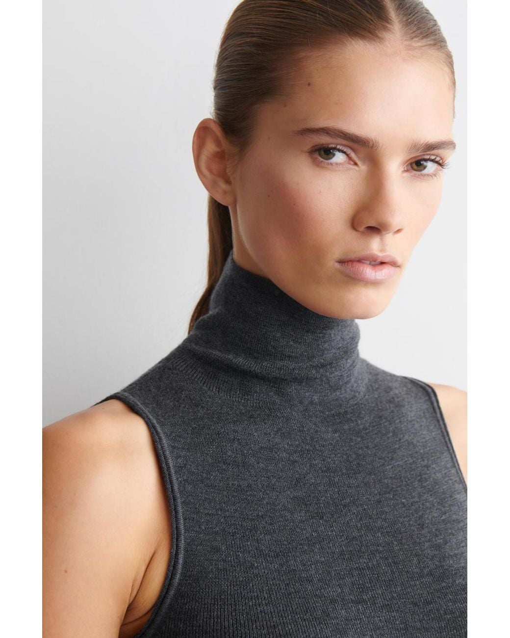 COS Black Seamless Merino Wool Turtleneck Top