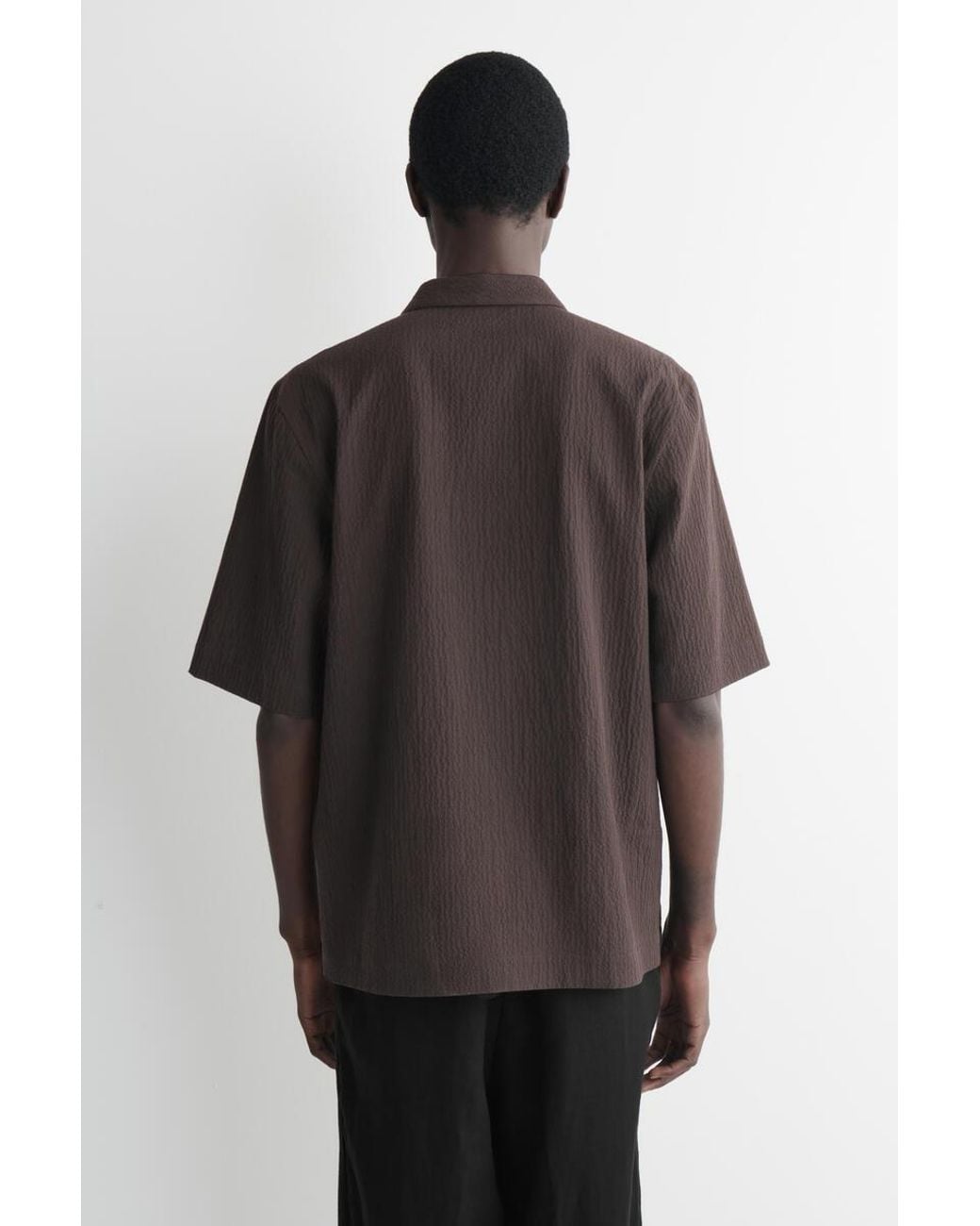 COS Brown Seersucker Resort Shirt for men