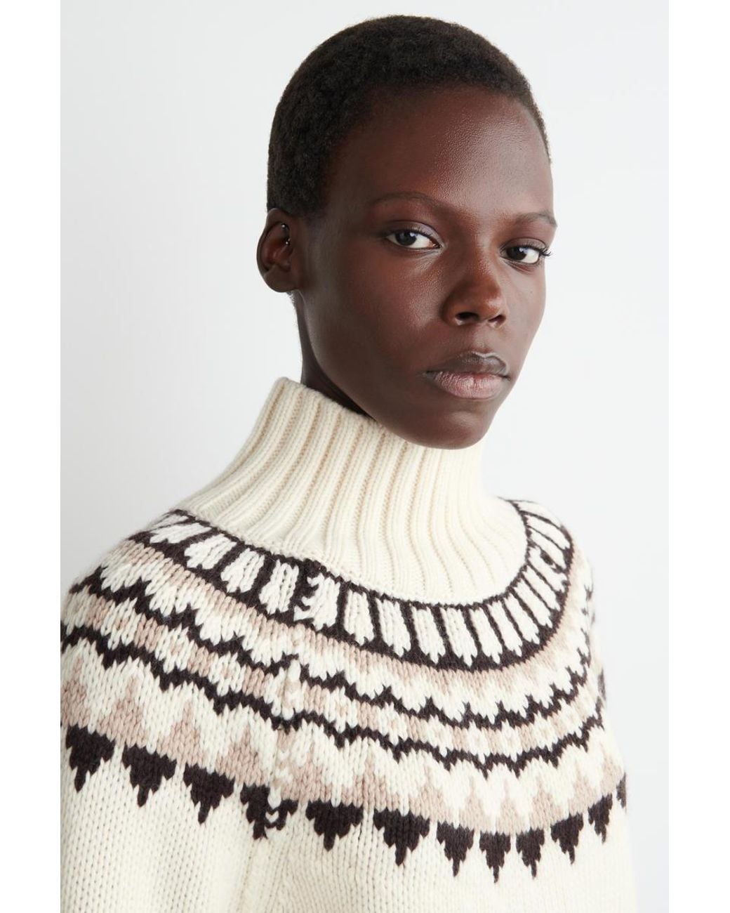 COS Natural Fair Isle Wool-Cashmere Sweater