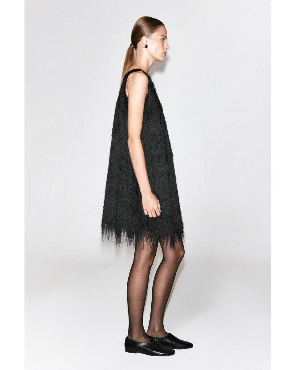 COS Black Fringed Mini Dress