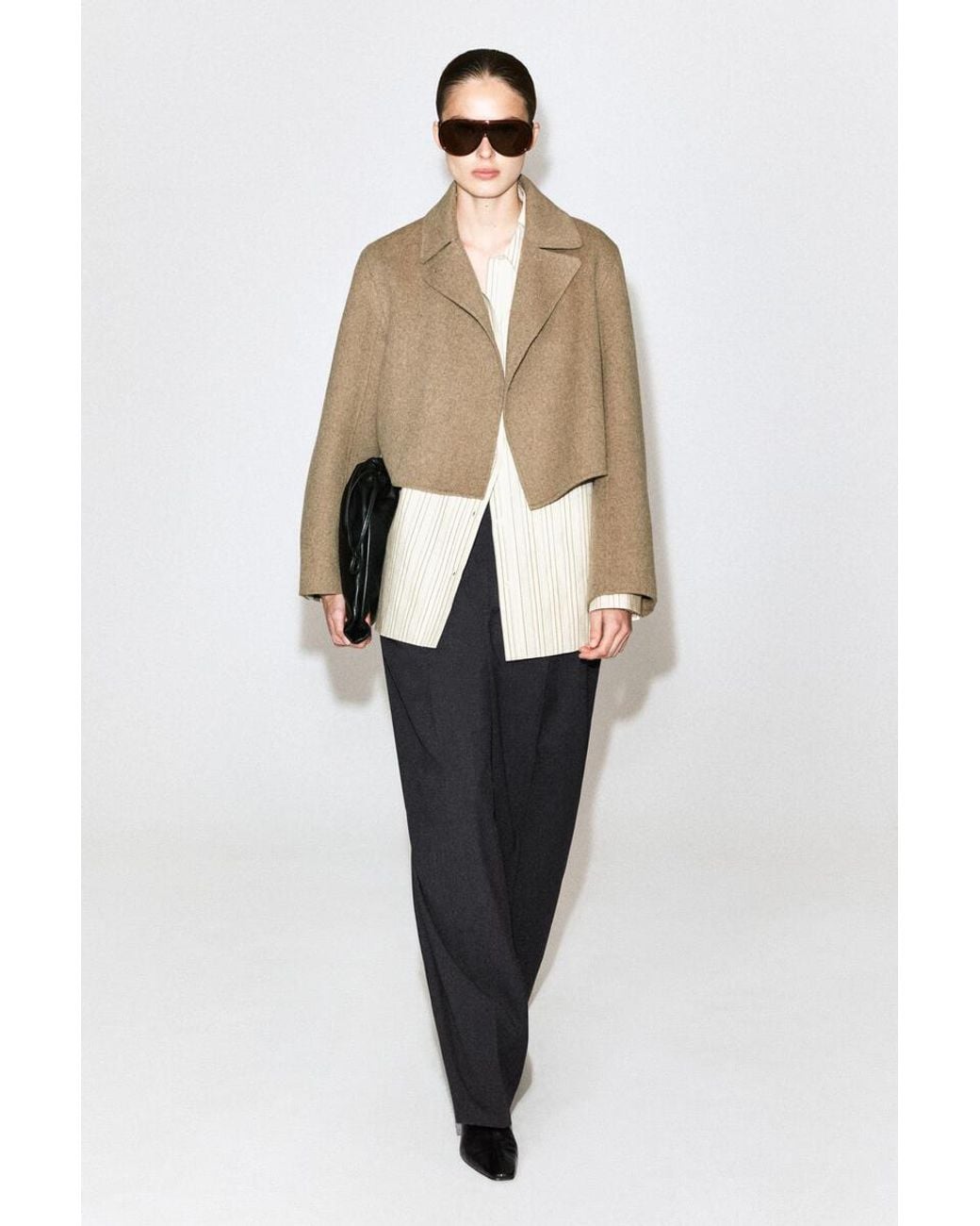 COS Natural Oversized Cropped Double-Faced Wool Jacket