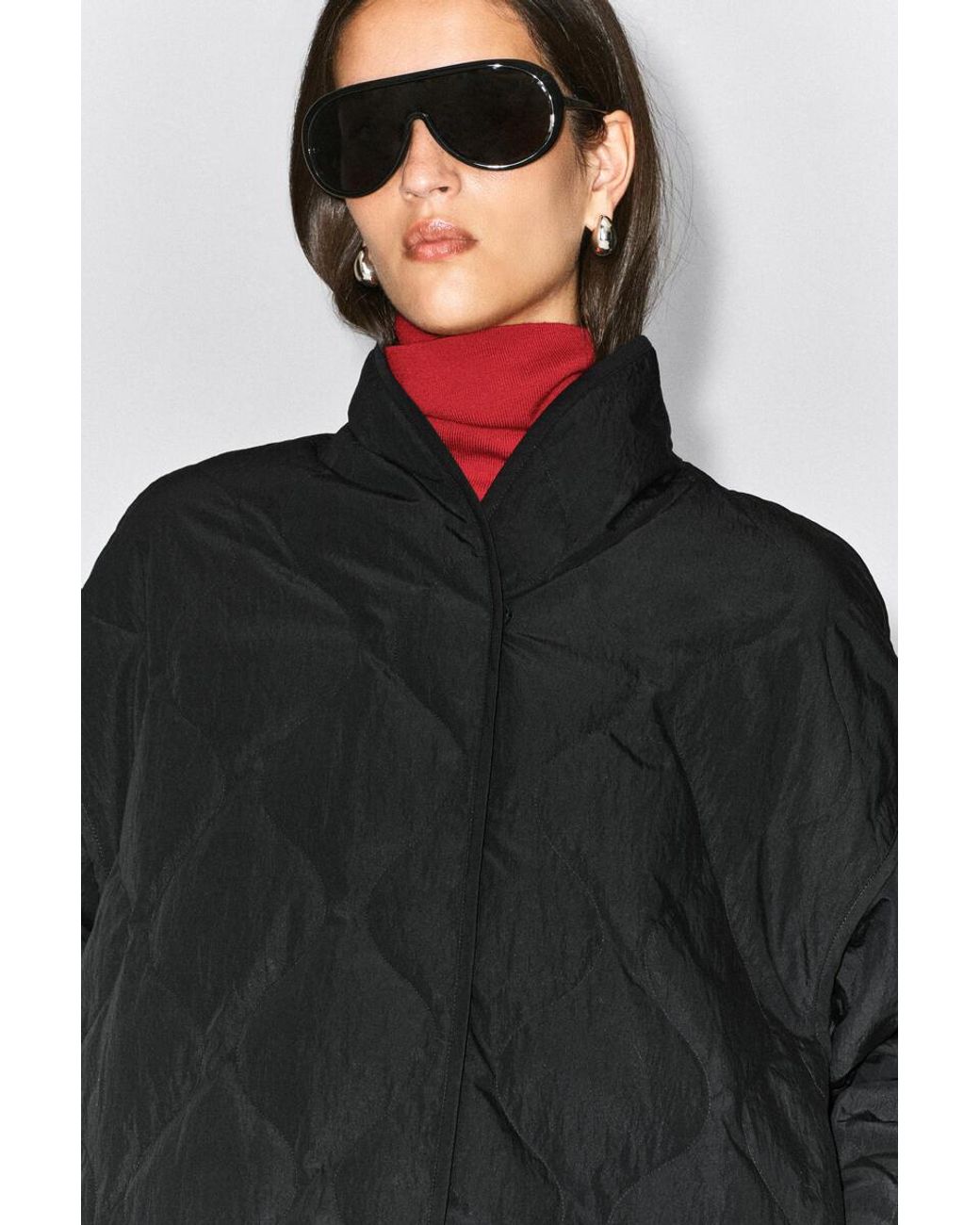COS Black Shawl-Collar Quilted Jacket