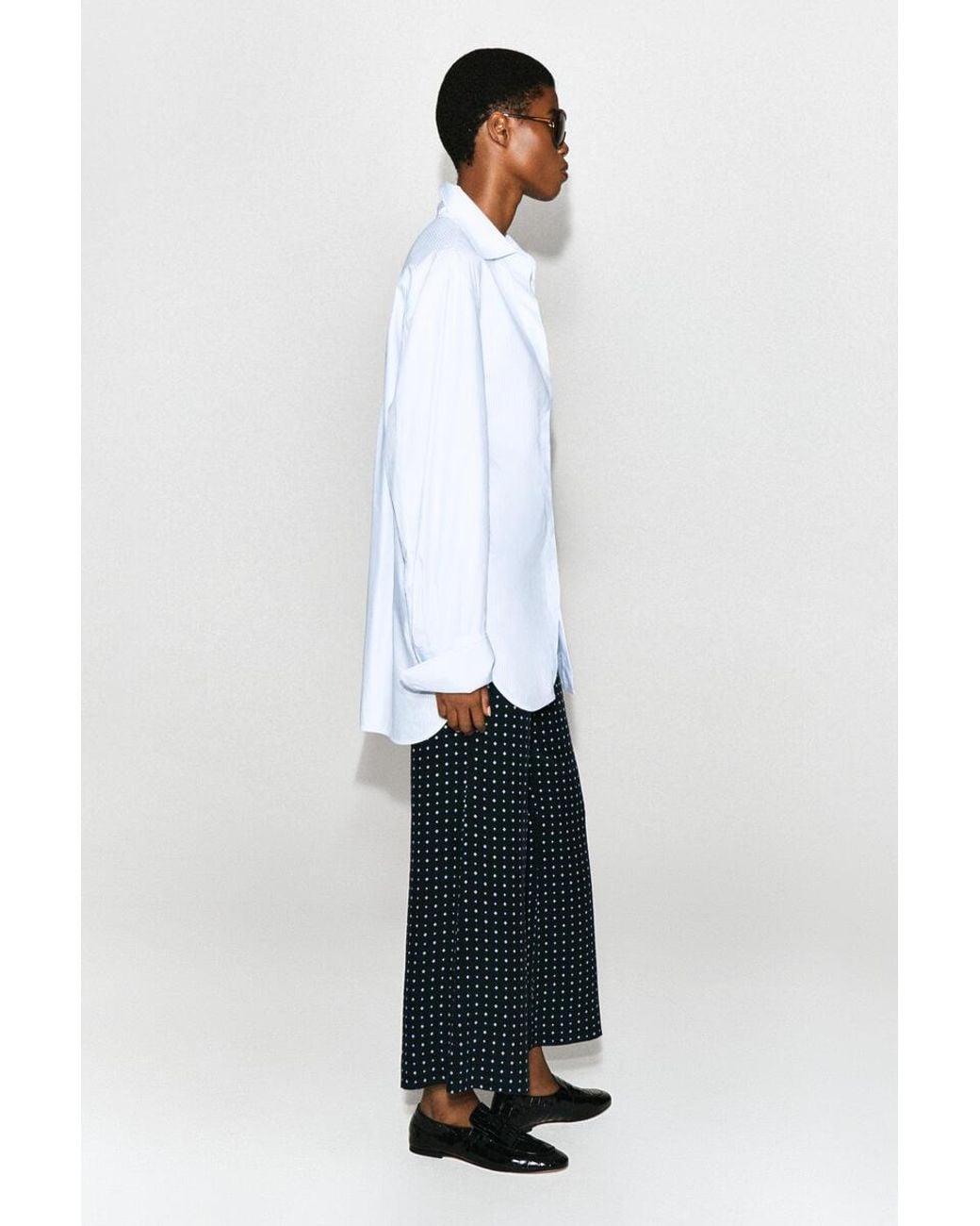 COS Green Geometric-Print Cropped Flared Pants
