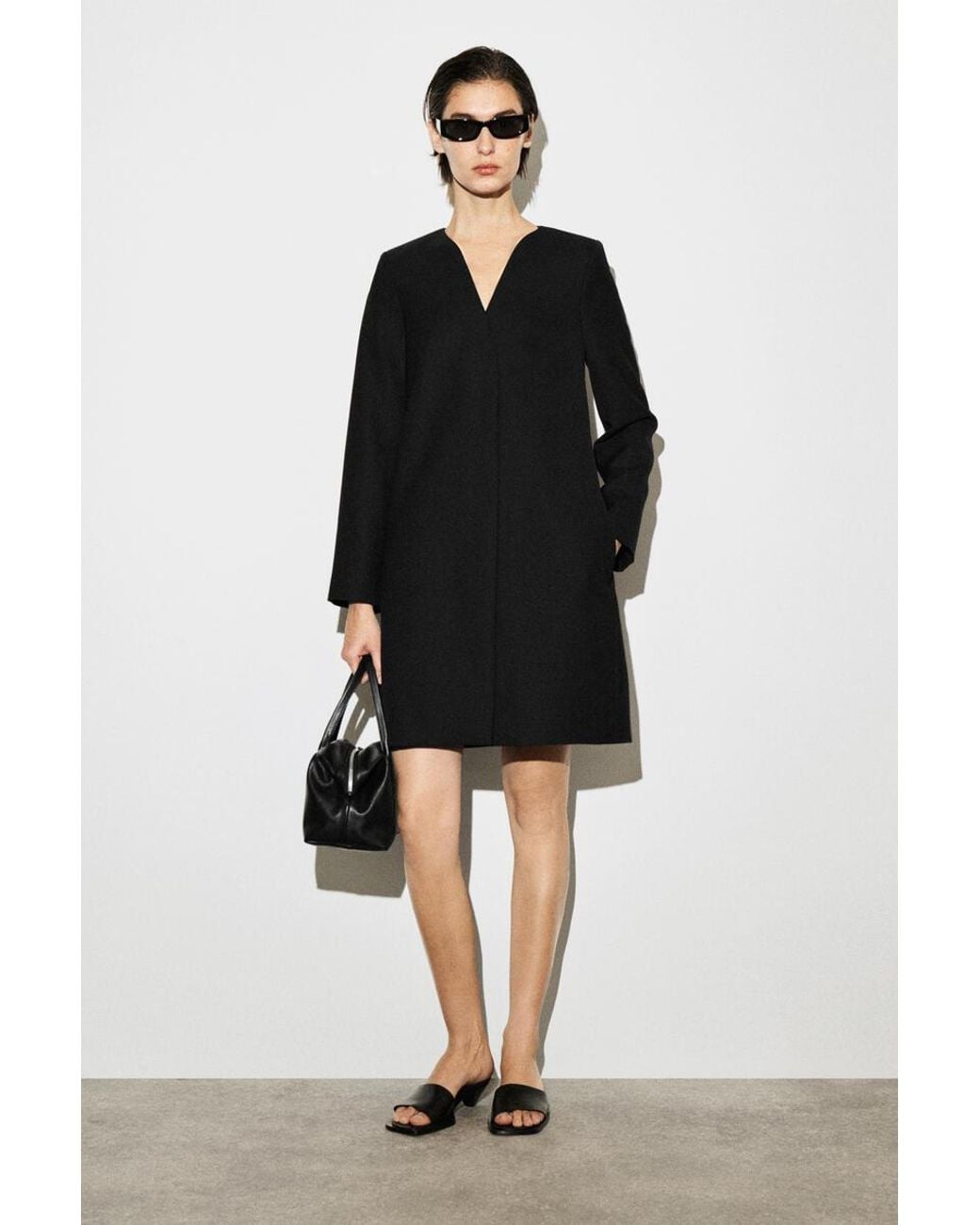 COS Black Tailored Wool-Blend Mini Dress