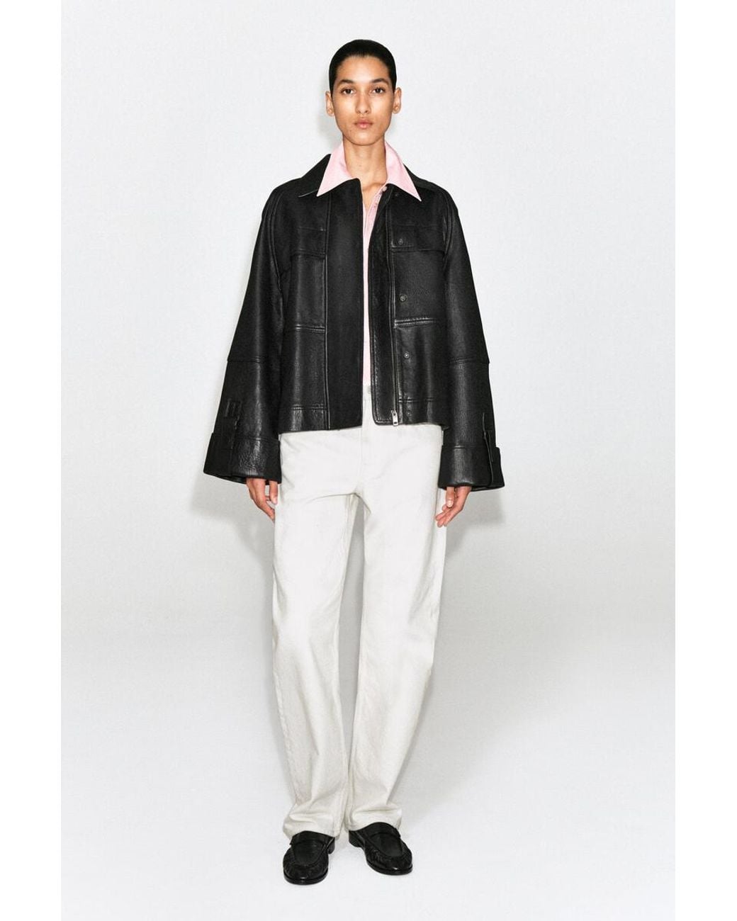 COS Black Leather Workwear Jacket