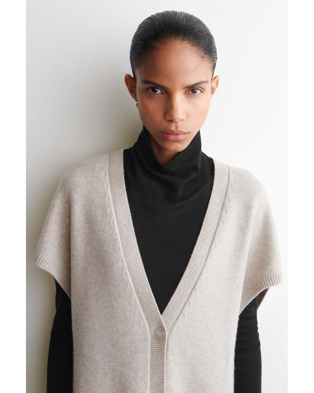 COS Natural Rounded Wool Longline Cardigan