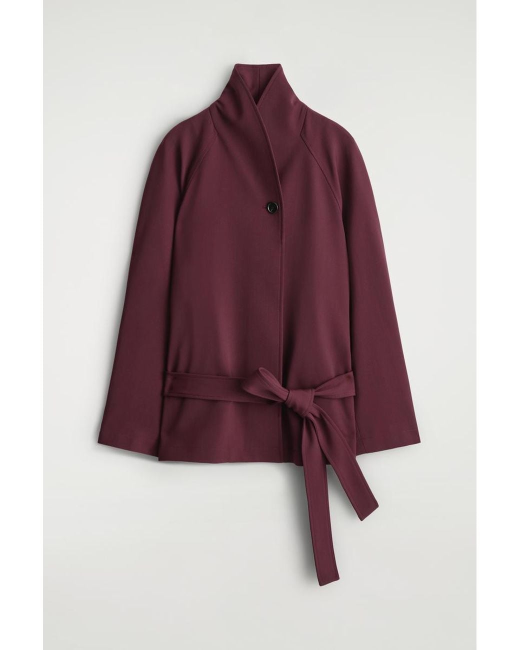 COS Red Belted Wool-Blend Shawl-Collar Jacket