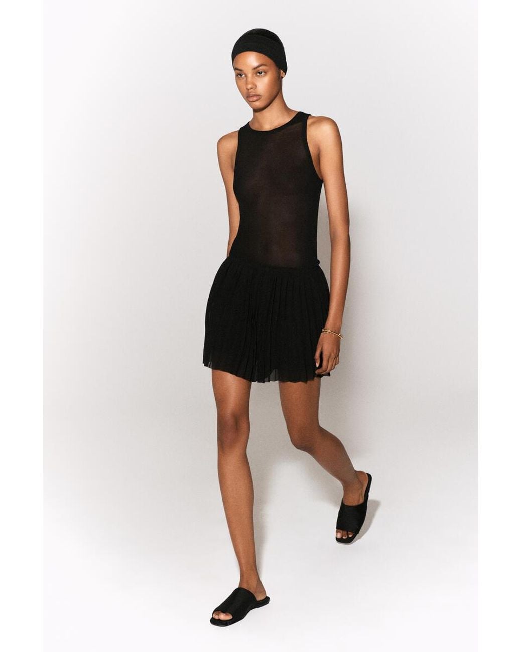 COS Black Pleated Georgette Shorts