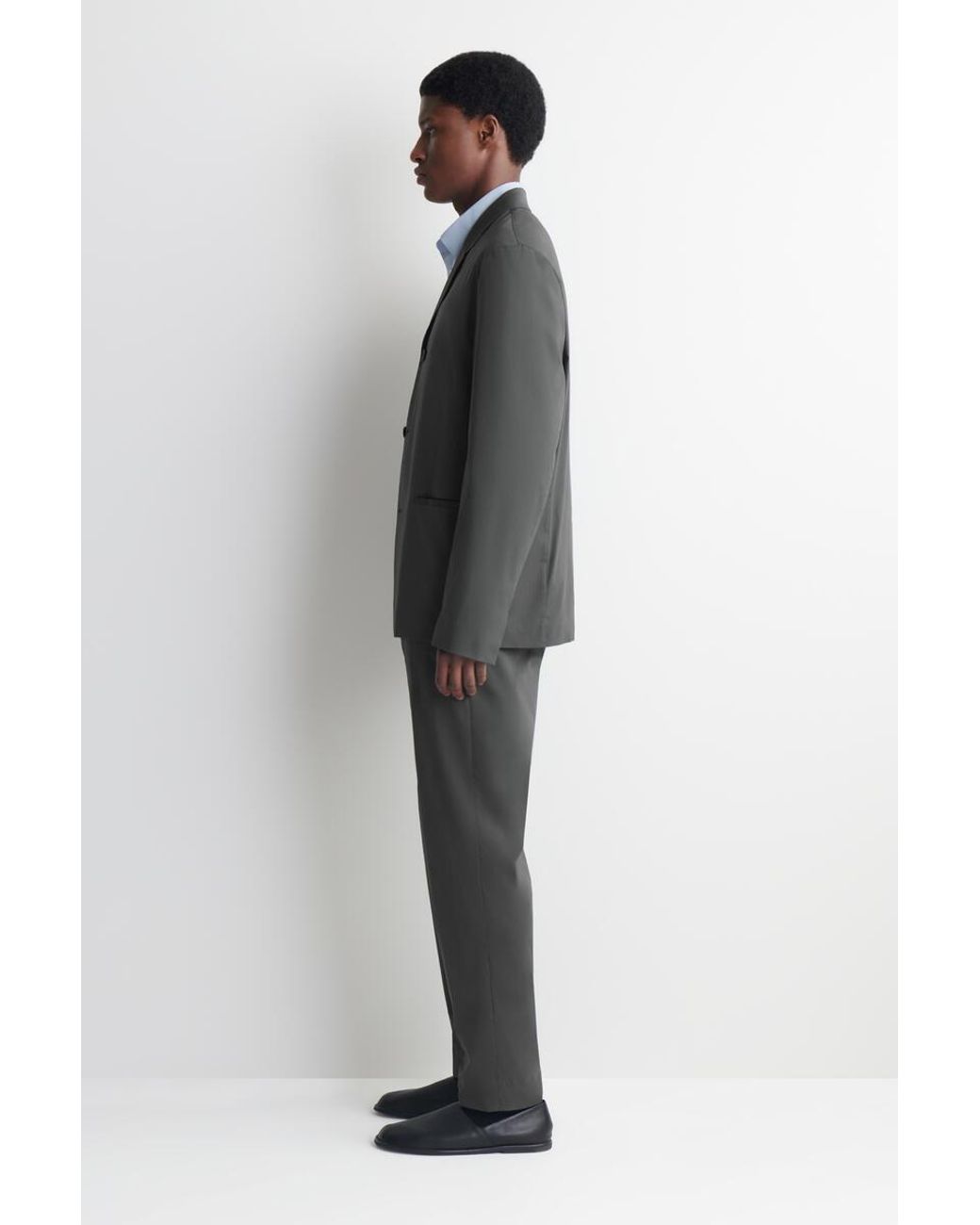 COS Black Unstructured Slim Cotton Blazer for men