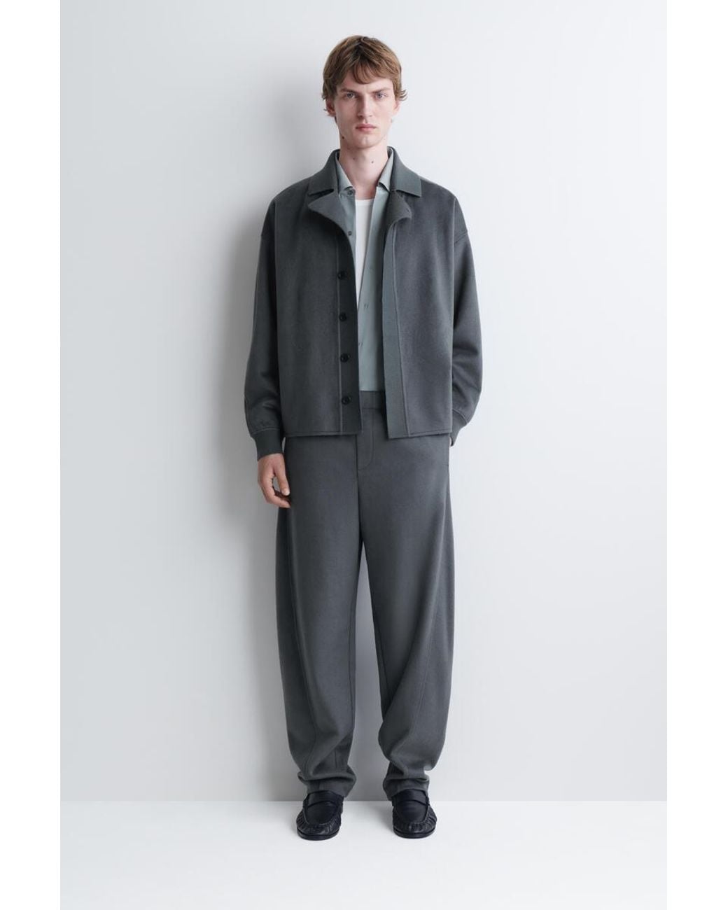 COS Blue Oversized Brushed Jersey Shirt for men