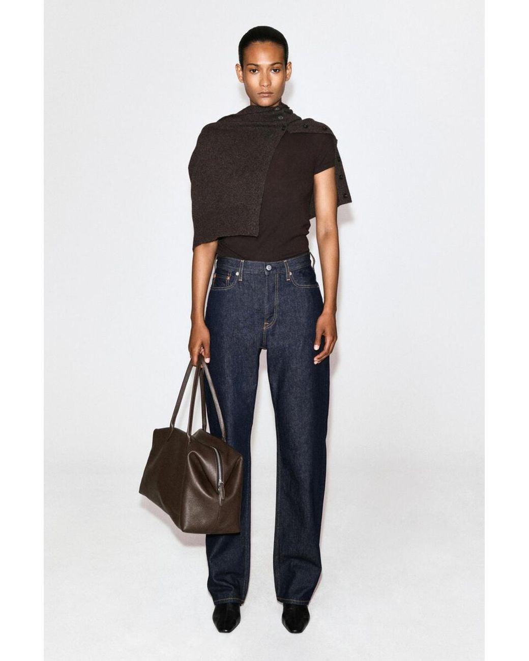 COS Black Crepe-Jersey T-Shirt