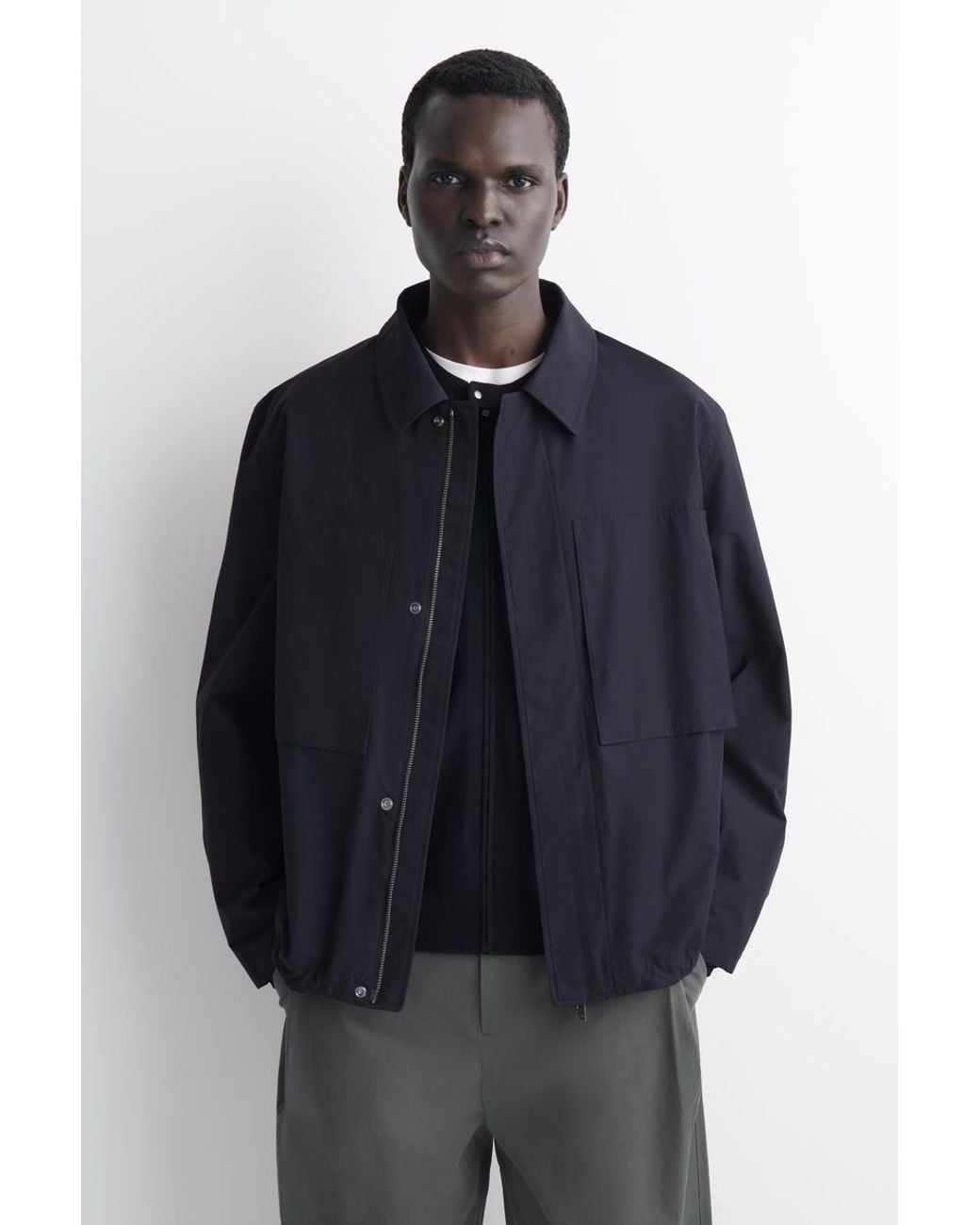 COS Blue Packable-Hood Windbreaker Jacket for men