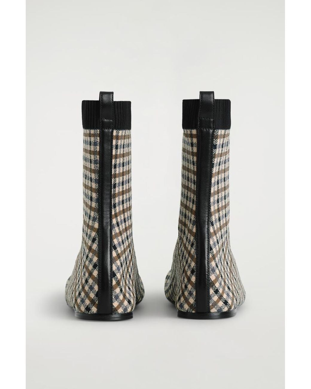 COS Natural Checked Knitted Sock Boots